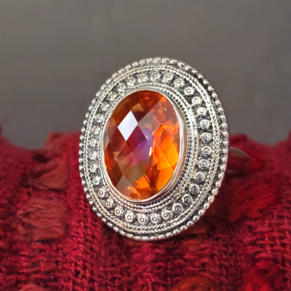 NICKY BUTLER Designer NB 925 Sterling Silver Honey Quartz Bold Ring Size 6 NWT